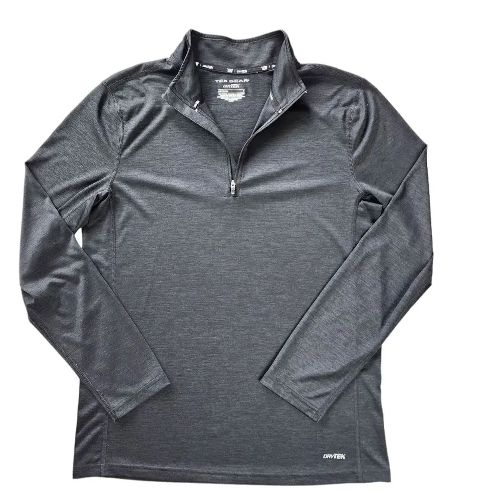 Tek Gear DryTek Men Top Running Shirt 1/4 Zip Pullover Charcoal  Mockneck Size S - Picture 3 of 14
